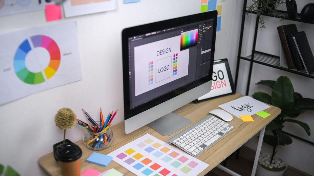 Brand guidelines and digital identity kit showing logo usage, typography, color palette, and social media templates for a Canadian business.