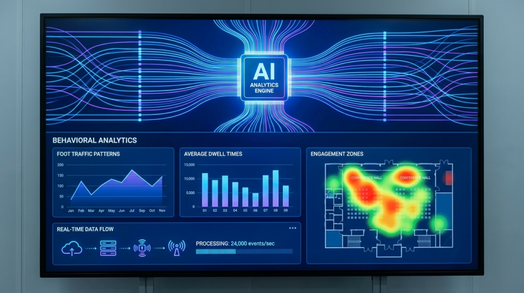 AI system analyzing real-time attendee behavior during event