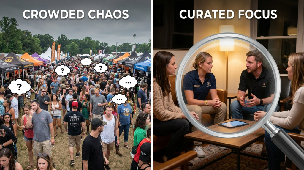 Comparison of crowded vs intimate brand activation attention