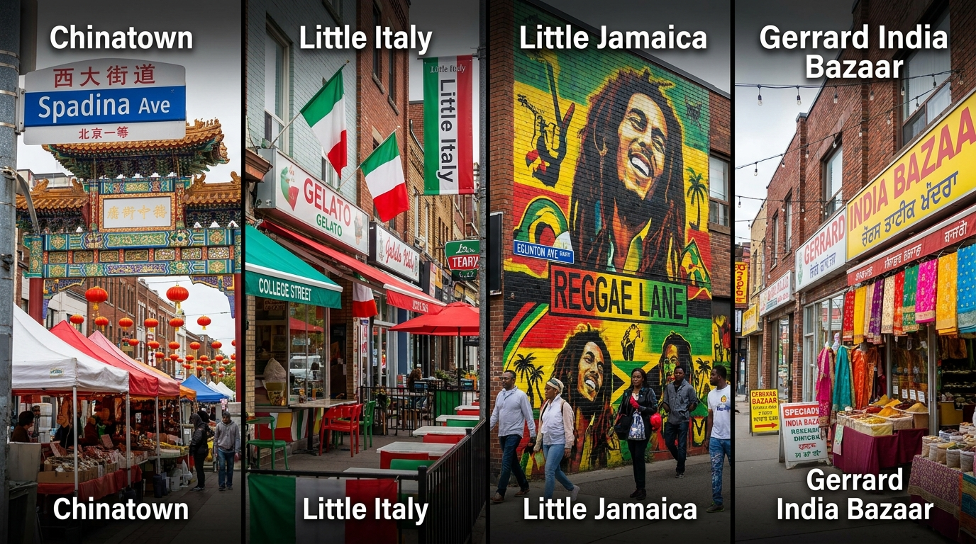 Montage of Toronto's diverse multicultural neighborhoods