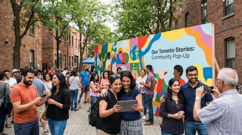 Authentic engagement moment at Toronto neighborhood brand activation