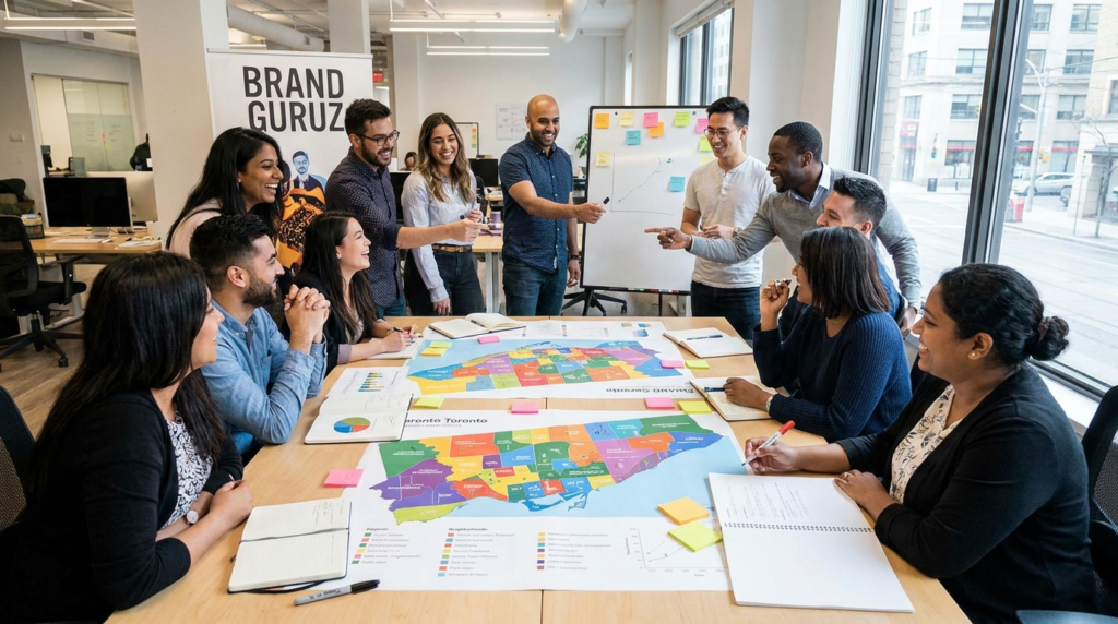 Brand Guruz team planning multicultural neighborhood activation strategy