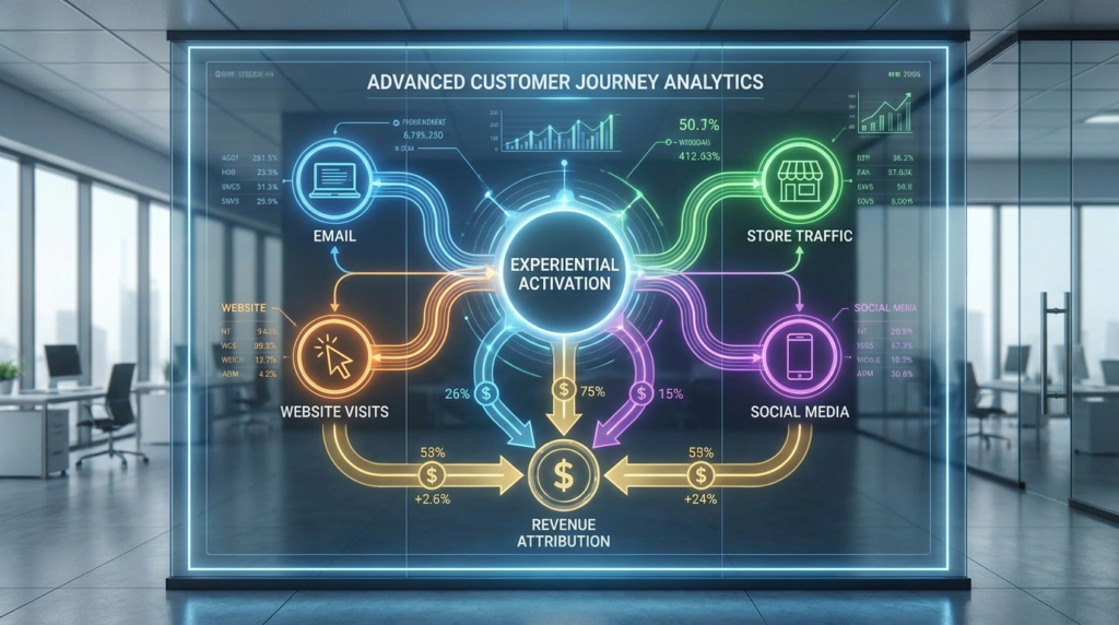 Multi-touch attribution showing activation to purchase journey