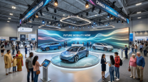 Experiential auto show marketing activation on a busy Canadian auto show floor in 2026.