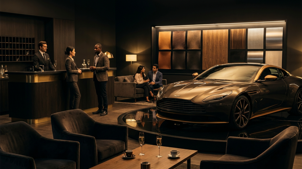 Exclusive luxury automotive brand VIP lounge activation at a Canadian auto show in 2026.