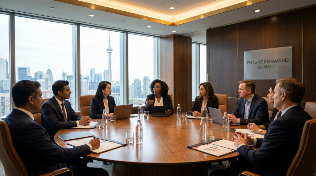 Hosted B2B conference with multicultural executives at a roundtable in Canada 2026.