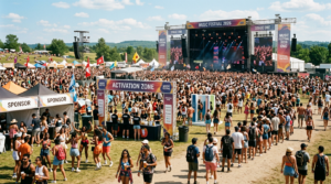 Brand sponsorship activation at a Canadian outdoor music festival in 2026.