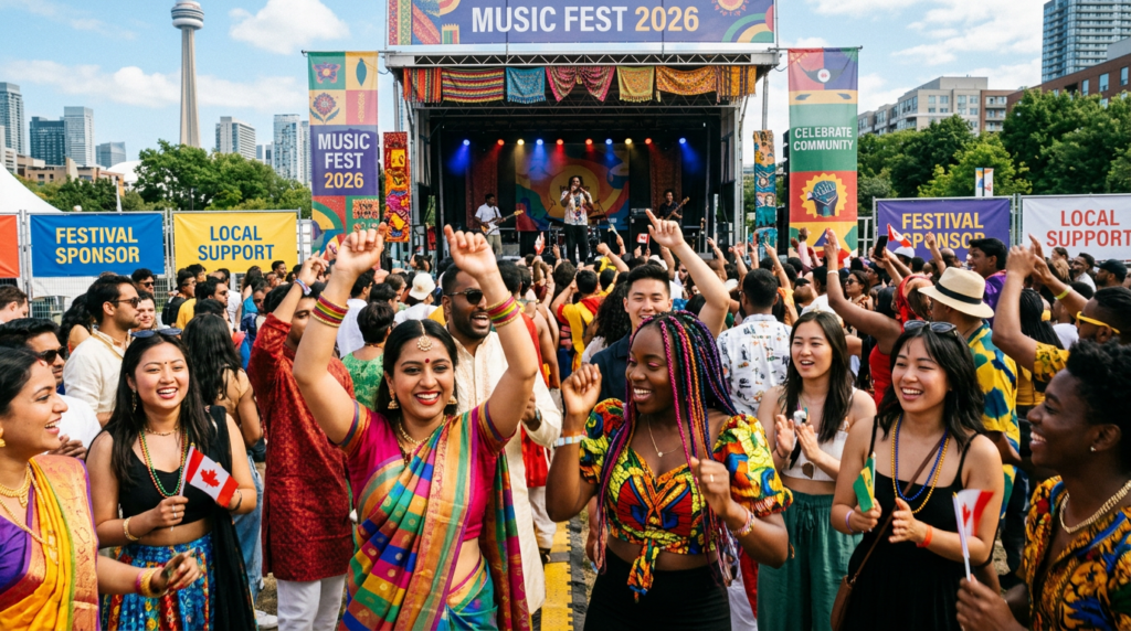 Vibrant multicultural music festival in Canada with brand sponsorship presence in 2026.