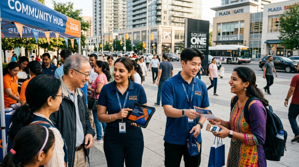 Brand activation for a digital marketing campaign in Mississauga multicultural community in 2026.