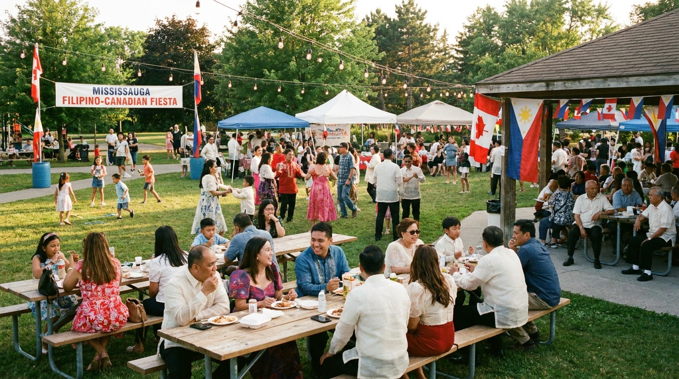 Filipino Canadian consumer 2026: a vibrant Filipino Canadian community celebration with families and community members in Mississauga, Ontario.