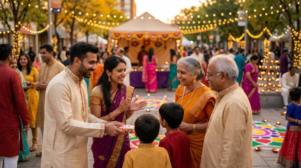 Diwali marketing Canada 2026: in-language brand ambassador team engaging with South Asian Canadian families at a Diwali brand activation in Brampton, Ontario.