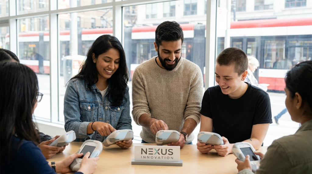 Brand ambassadors demonstrating a new product to guests at a Toronto product launch activation
